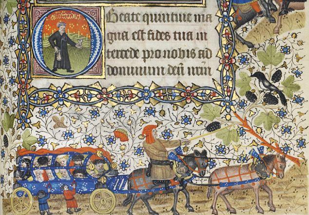 Middle-Ages-Illuminated-Manuscript-Horse-Carriage